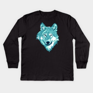 Aqua Lone Wolf Totem Animal Spirit Guide Cheeky Witch Kids Long Sleeve T-Shirt